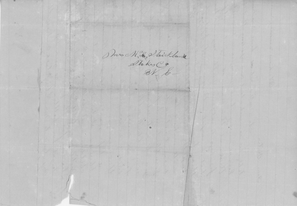 Letter - Frances Reeves Clark to Martha H Clark (Strickland)