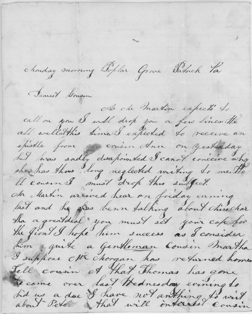 Letter - Sarah Cobbs to Martha Strickland Nov 23 1956