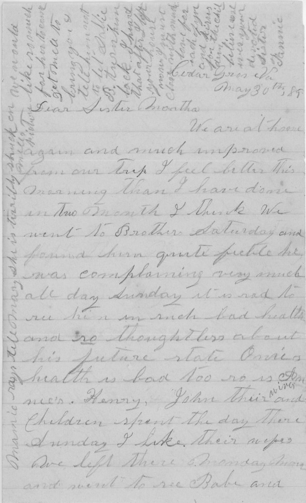 Letter - Frances Reeves Clark to Martha Hunt Clark (Strickland) May 30 1889