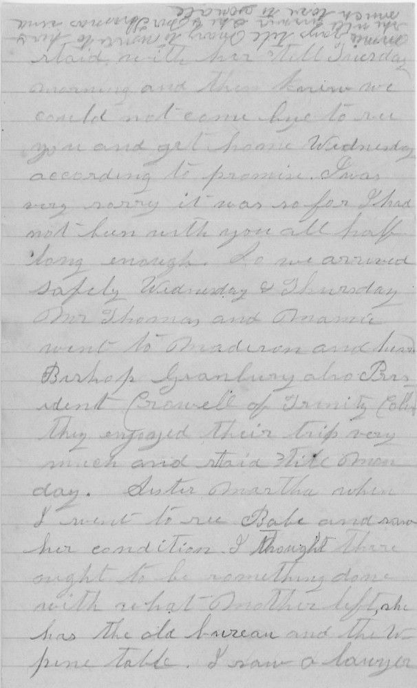 Letter - Frances Reeves Clark to Martha Hunt Clark (Strickland) May 30 1889
