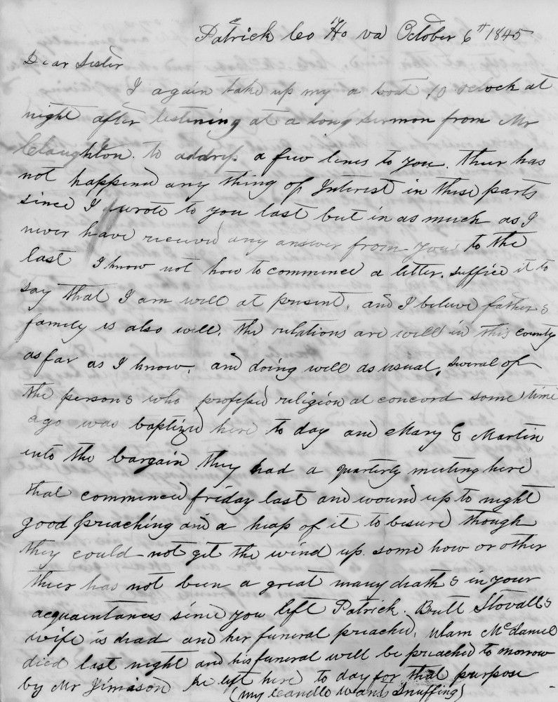 Letter - Robert Moorman Clark to Martha H Clark Oct 6 1845