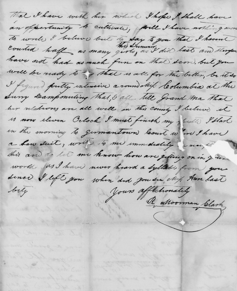 Letter - Robert Moorman Clark to Martha H Clark Oct 6 1845