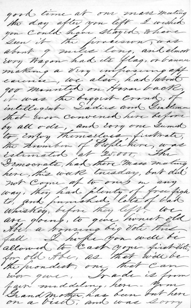 Letter - J W Hartwell to nephew W G Voorheis Oct 27 1864