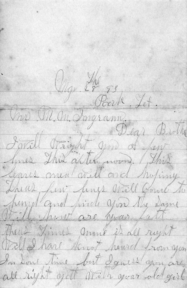 Letter - R H Ingram to William Ingram May 28 1893