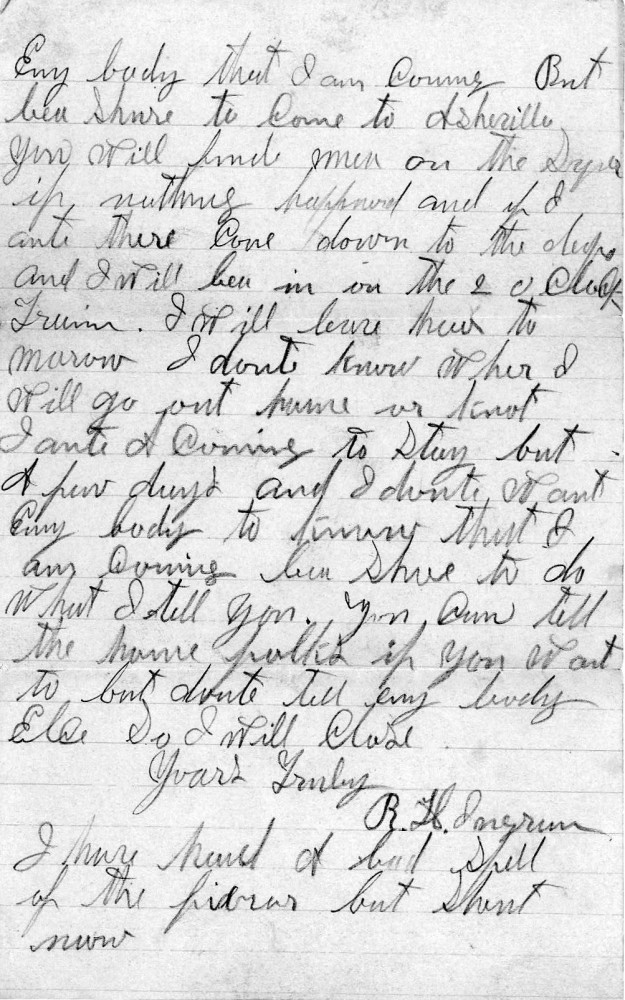Letter - M H Ingram to William Ingram Sep 3 1893