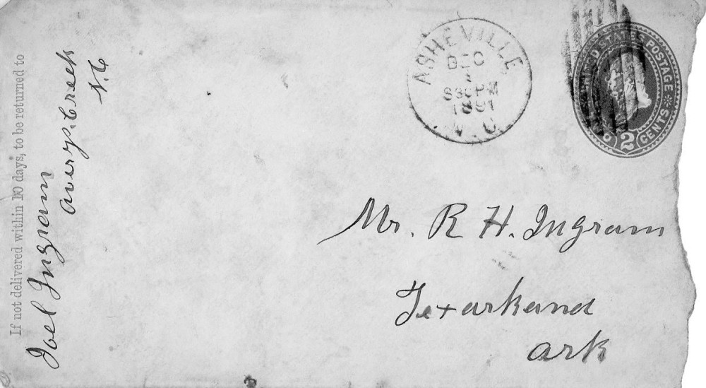 Letter - Joel Ingram to R H Ingram Dec 9 1891