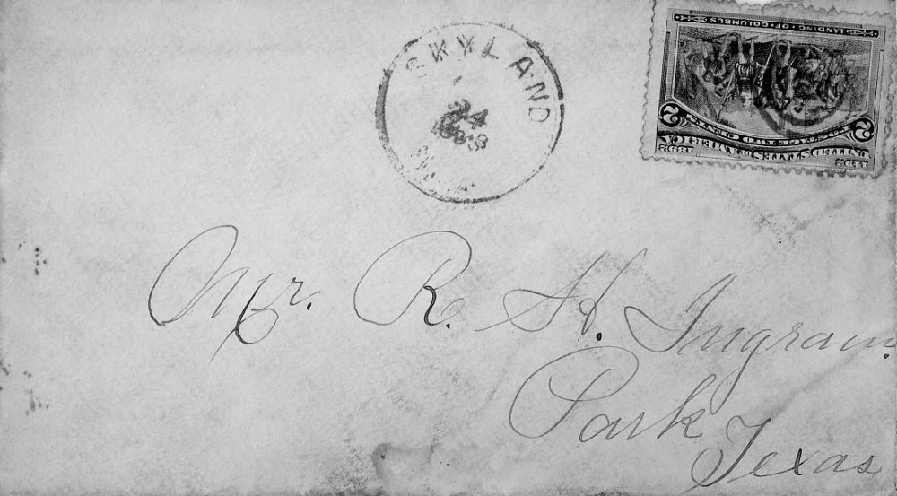Letter - Ida Ingram to R H Ingram Oct 23 1893