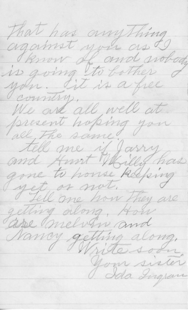 Letter - Ida Ingram to R H Ingram Oct 23 1893