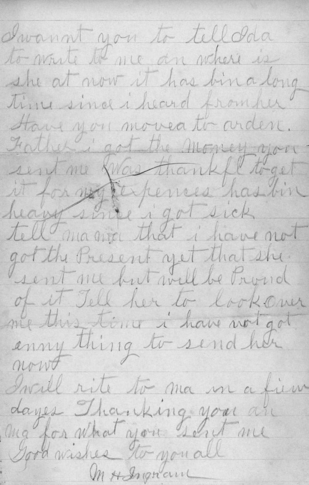 Letter - M H and Nora Ingram to Mr Joel Ingram Apr 27 1908