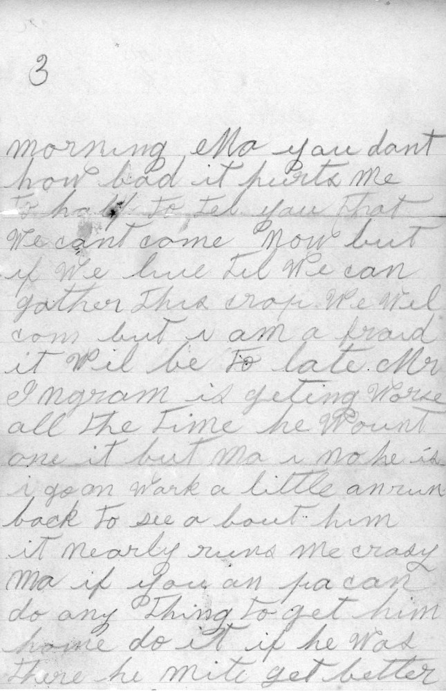 Letter - M H and Nora Ingram to Joel Ingram Jul 8 1908