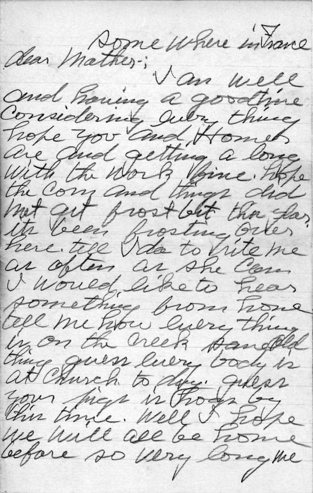 Letter - Horace G Ingram to Laura Sumner (Ingram) 1919