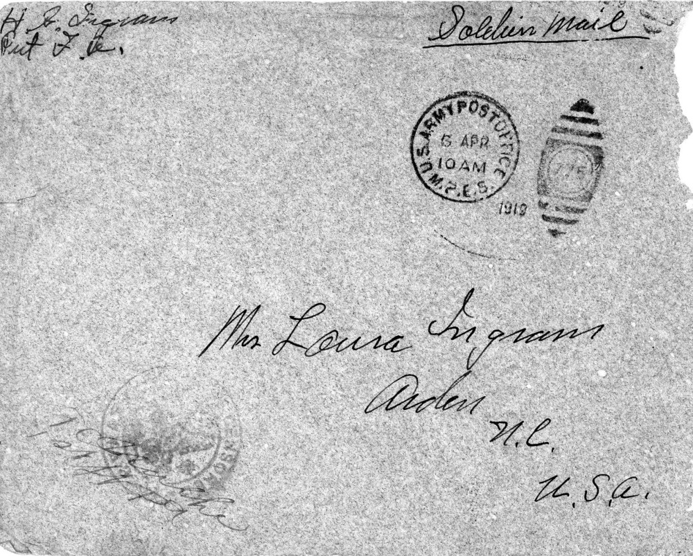 Letter - Horace G Ingram to Laura Sumner (Ingram) Apr 1919
