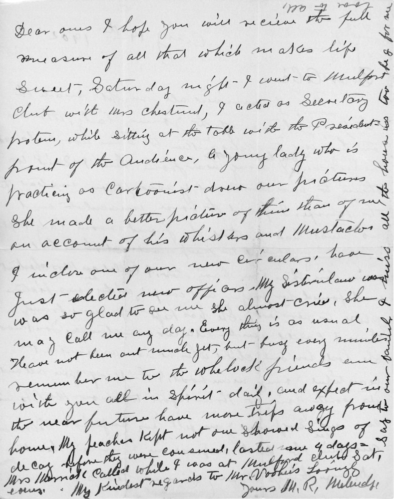 Letter - M R Melendy to Alice Voorheis Aug 19 1902