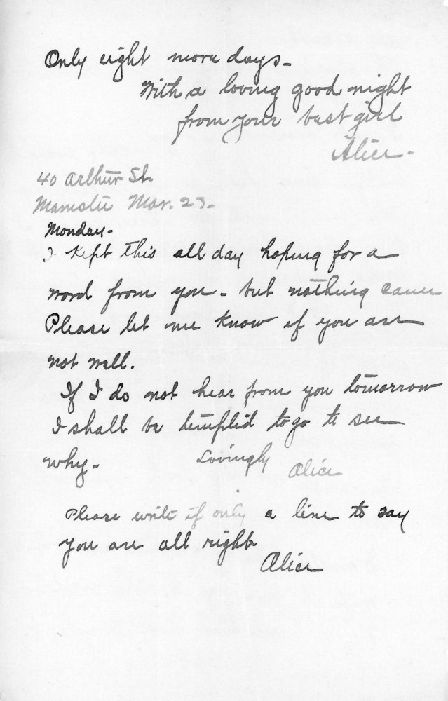 Letter - Alice Mottinger to W G Voorheis Mar 23 1902