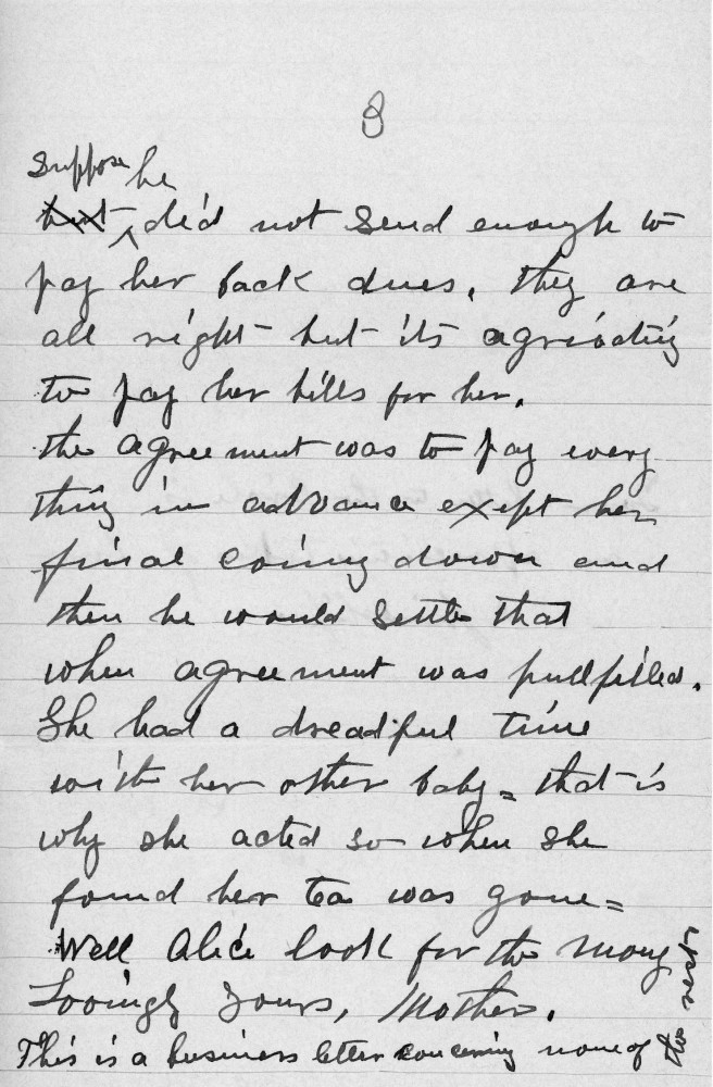 Letter - Mrs S B Mottinger to Alice Mottinger Aug 29 1902