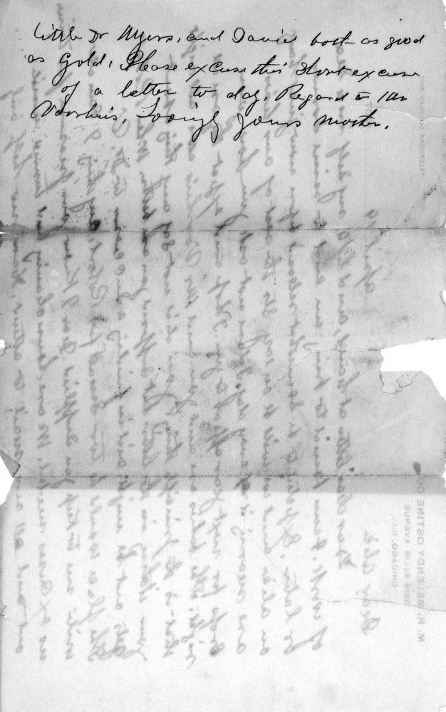 Letter - Mrs S B Mottinger to Mrs W G Voorheis Apr 1907