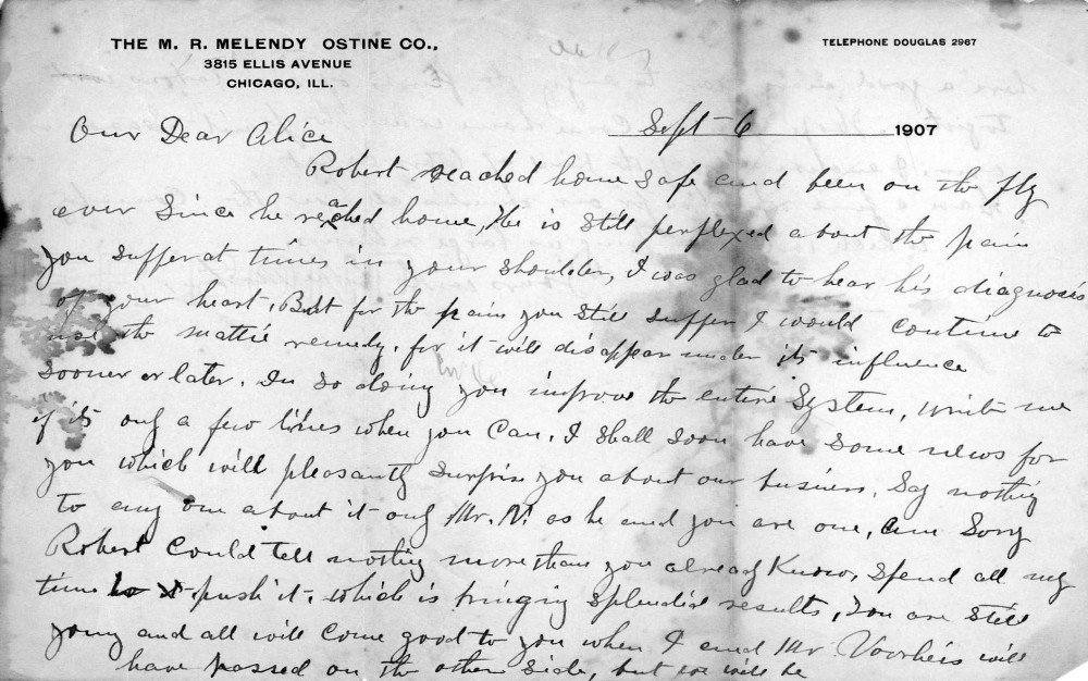 Letter - Mrs S B Mottinger to Alice Ida Mottinger Sep 6 1907