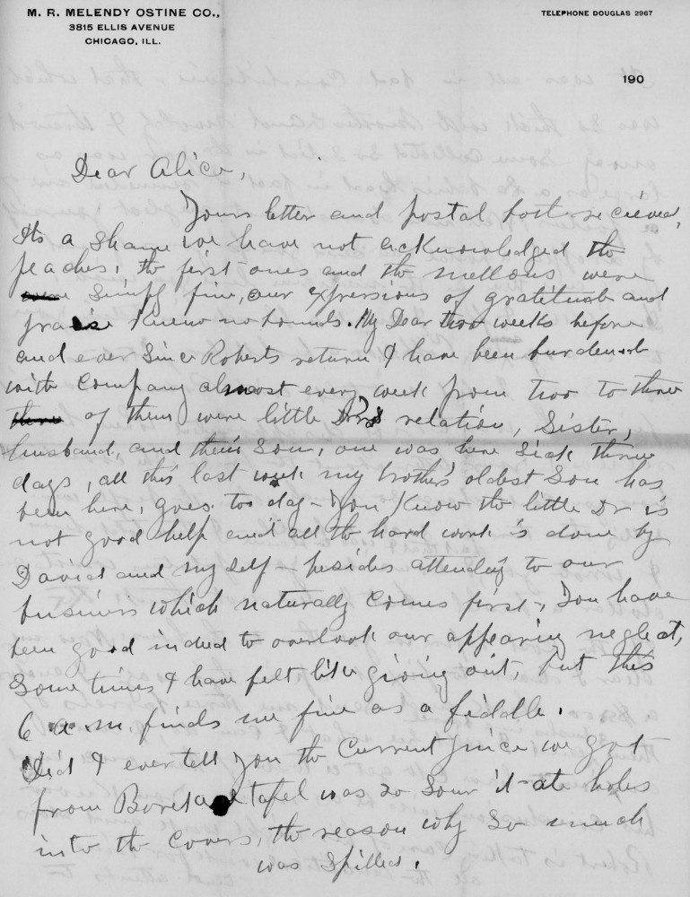 Letter - Mrs S B Mottinger to Mrs W G Voorheis Oct 1907