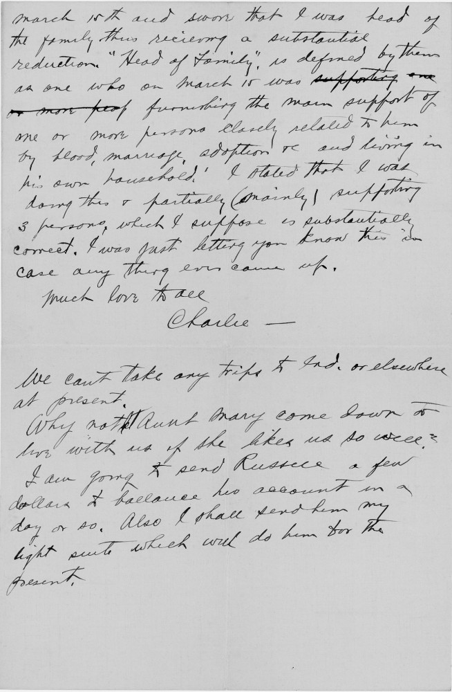 Letter - Charles S Norburn to Martha E Norburn 1920