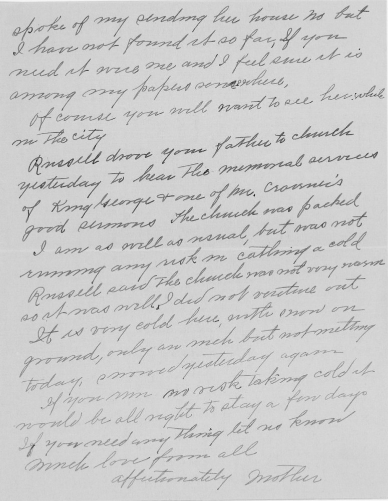 Letter - Susan L Strickland (Norburn) to Martha E Norburn Jan 27 1936