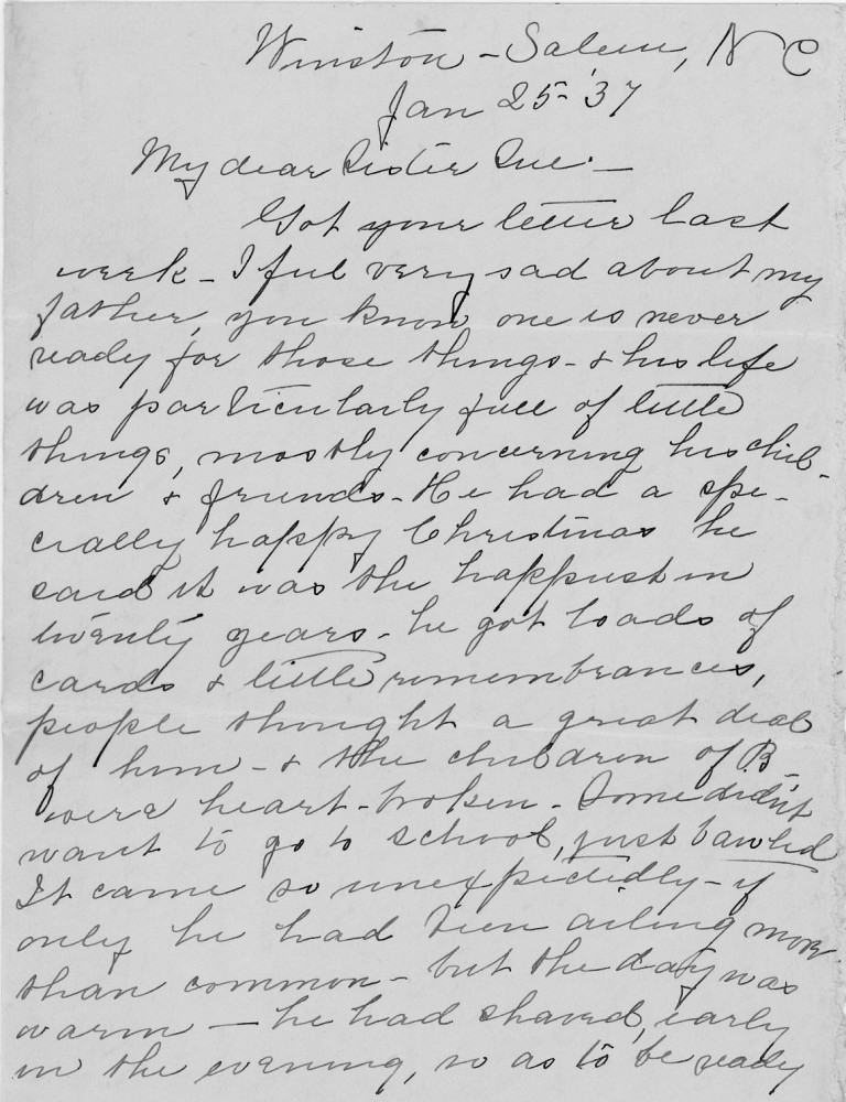 Letter - Lillian Lehman (Strickland) to Susan L Strickland (Norburn) Jan 25 1937