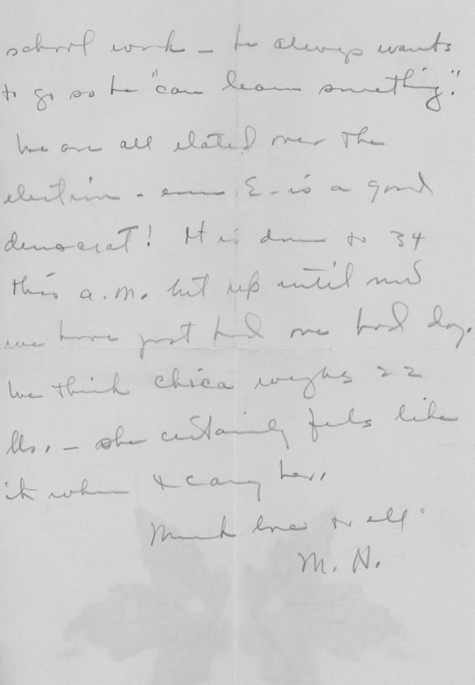 Letter - Mary H Norburn (Willey) to Susan L Strickland (Norburn) Nov 6 1940