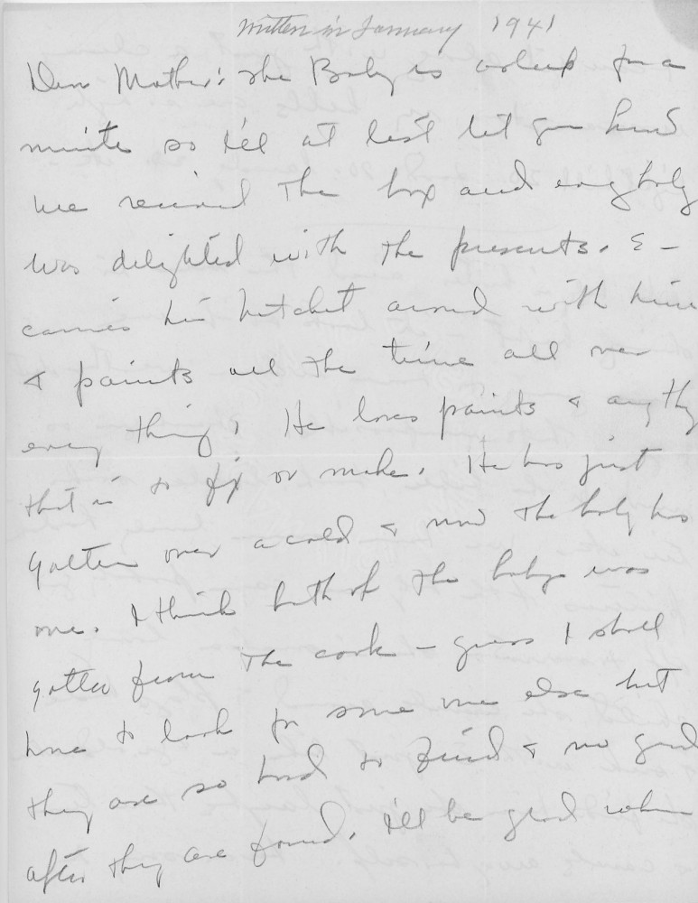 Letter - Mary H Norburn (Willey) to Susan L Strickland (Norburn) Jan 1941