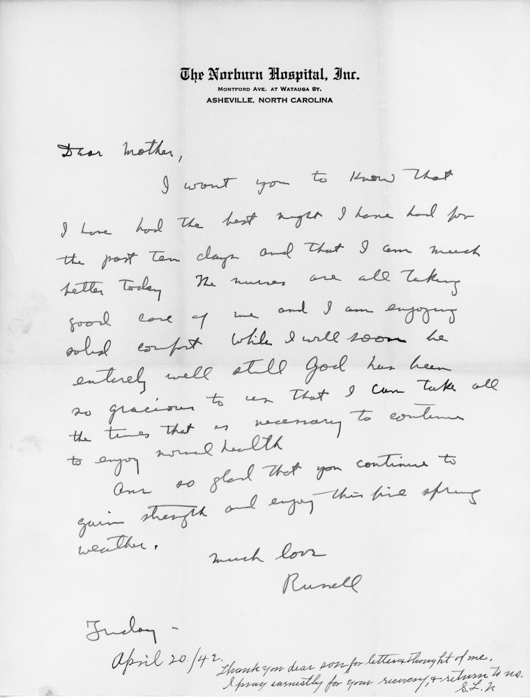 Letter - Russell L Norburn to Susan L Strickland (Norburn) Apr 20 1942
