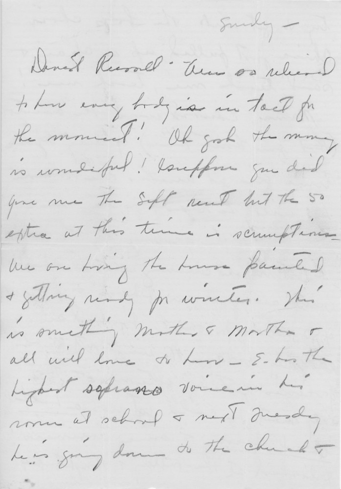 Letter - Mary H Norburn (Willey) to Russell L Norburn Oct 19 1942