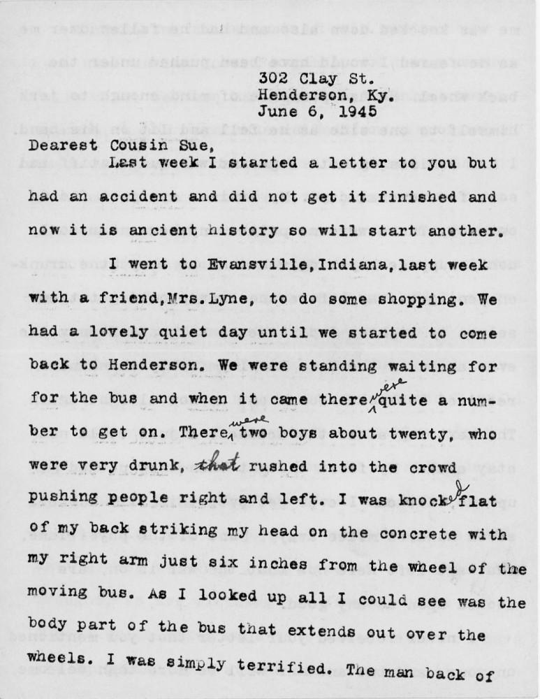 Letter - Jane Alves to cousin Susan L Strickland (Norburn) Jun 6 1945