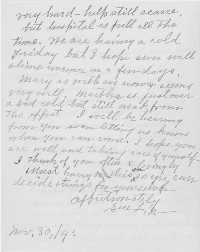 Letter - Susan L Strickland (Norburn) to Edward F Strickland Nov 30 1945