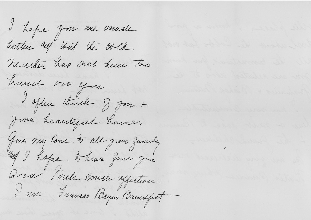 Letter - Frances Bryan (Broadfoot) to cousin Susan L Strickland (Norburn) Apr 1 1946