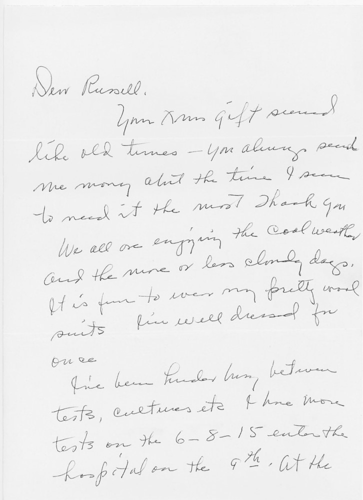 Letter - Mary H Norburn (Willey) to Russell L Norburn Dec 20 1975