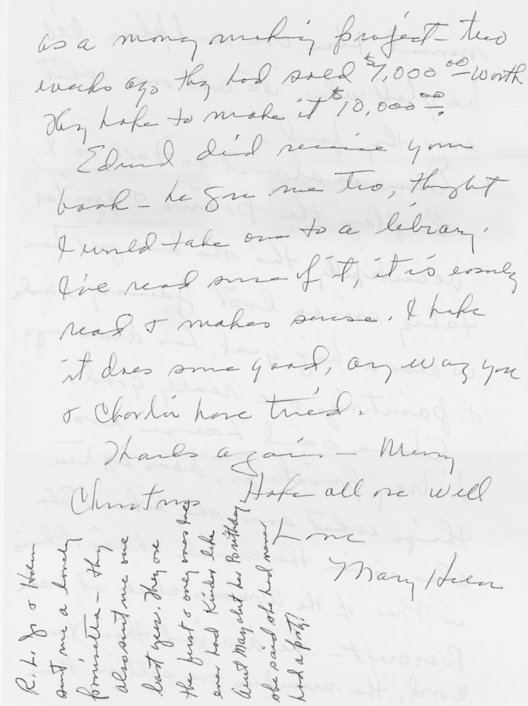 Letter - Mary H Norburn (Willey) to Russell L Norburn Dec 20 1975