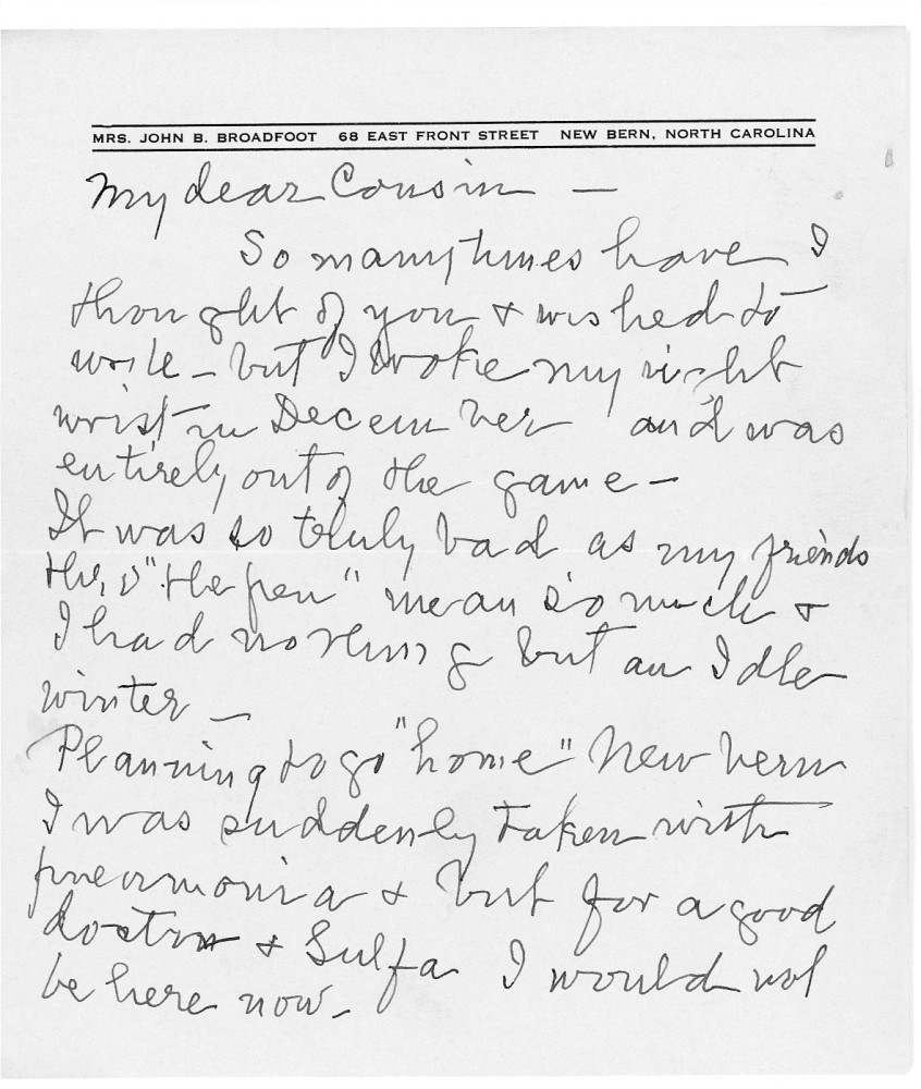 Letter - Frances Bryan (Broadfoot) to Martha E Norburn 1943