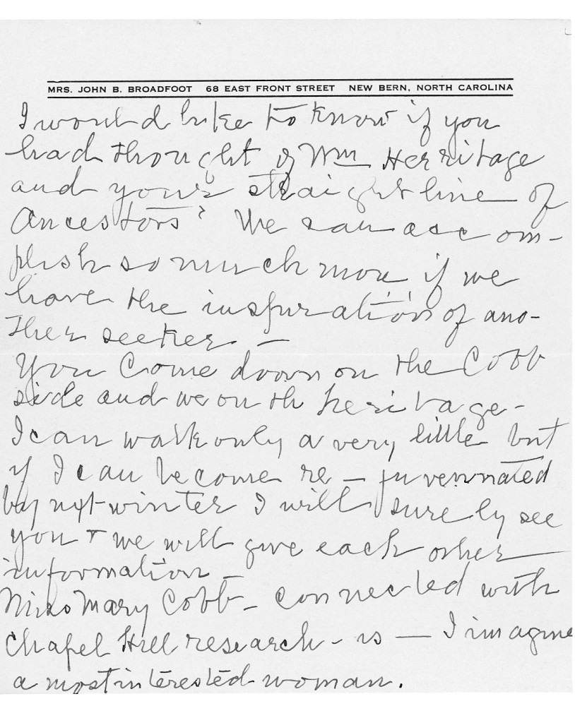 Letter - Frances Bryan (Broadfoot) to Martha E Norburn 1943