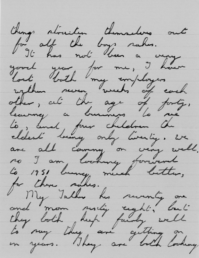Letter - Violet Garnett to cousin Martha E Norburn Jan 15 1951