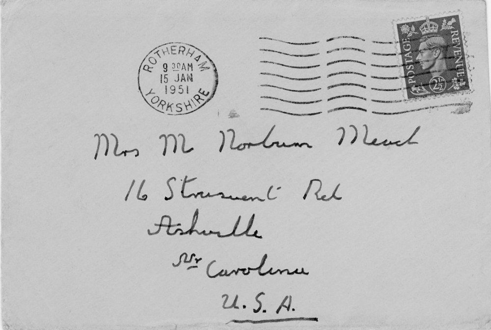 Letter - Violet Garnett to cousin Martha E Norburn Jan 15 1951