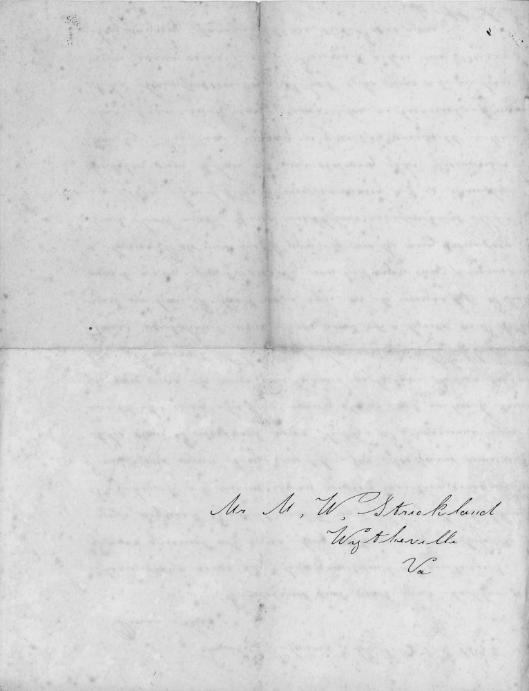 Letter - Martha H Clark to Matthew W Strickland Oct 27 1855