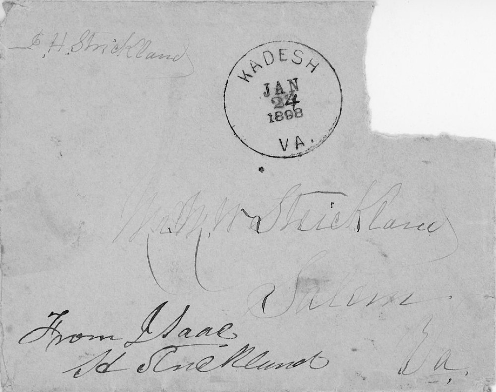 Letter - Isaac? H Strickland to brother Matthew W Strickland Jan 24 1898