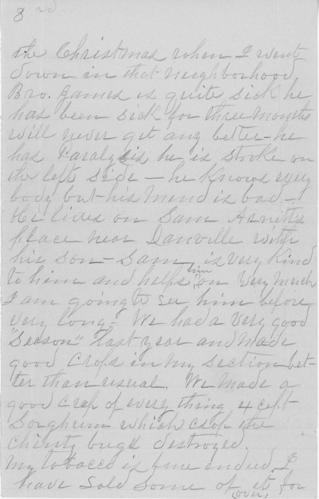 Letter - Isaac? H Strickland to brother Matthew W Strickland Jan 24 1898