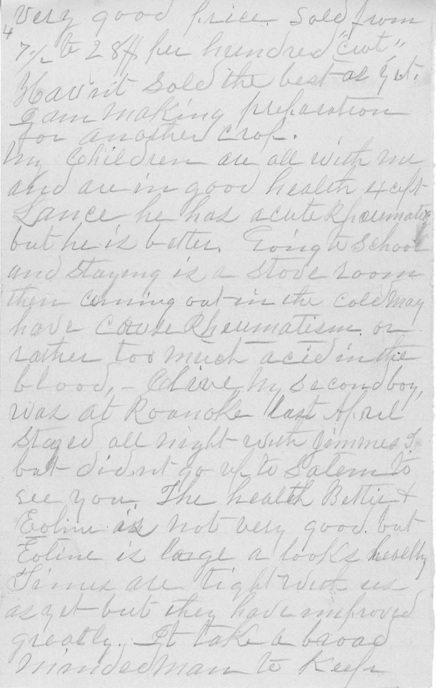 Letter - Isaac? H Strickland to brother Matthew W Strickland Jan 24 1898