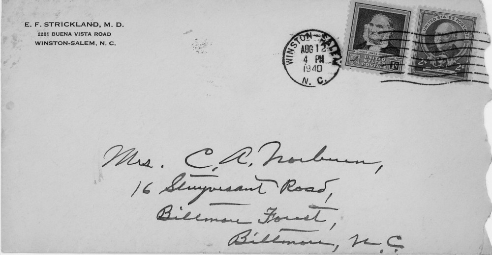 Letter - Edward F Strickland to Susan L Strickland (Norburn) Aug 11 1940