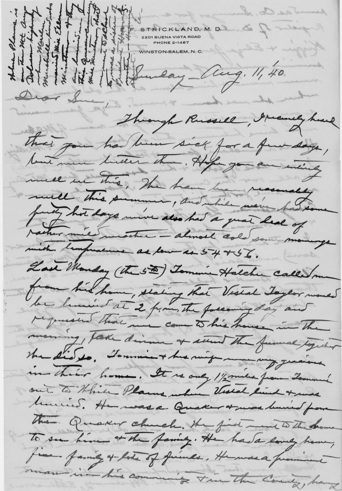 Letter - Edward F Strickland to Susan L Strickland (Norburn) Aug 11 1940