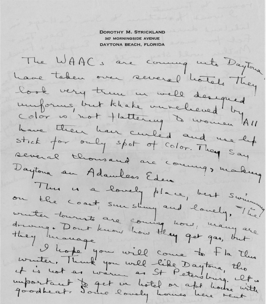 Letter - Dorothy M Strickland to Susan L Strickland (Norburn) Oct 31 1942