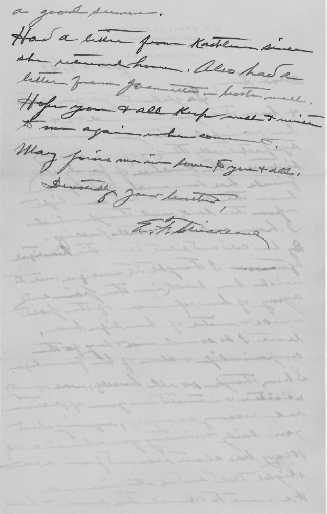 Letter - Edward F Strickland to Susan L Strickland (Norburn) Jan 24 1943