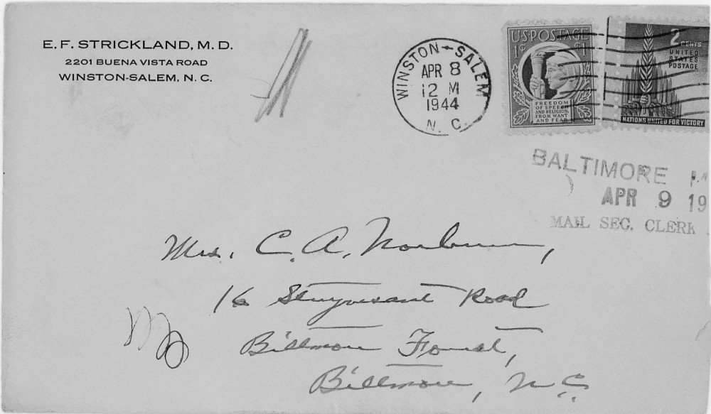 Letter - Edward F Strickland to Susan L Strickland (Norburn) Apr 8 1944