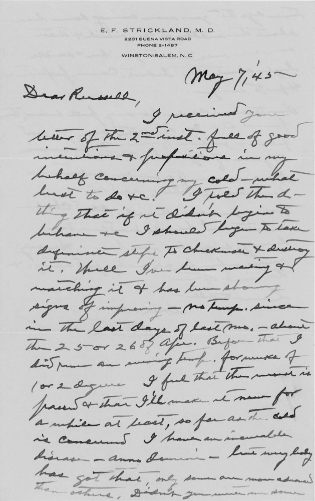 Letter - Edward F Strickland to Russell L Norburn May 7 1945