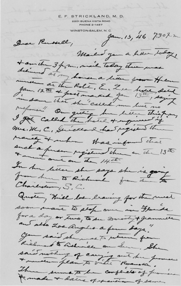 Letter - Edward F Strickland to Russell L Norburn Jan 15 1946
