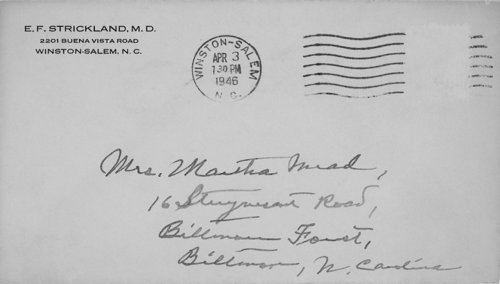 Letter - Edward F Strickland to Martha E Norburn Apr 3 1946
